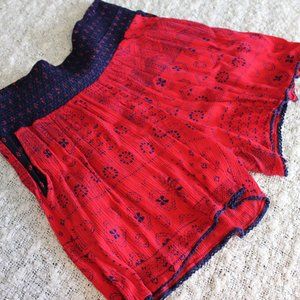 Bila Red & Blue Printed Shorts, Sz M